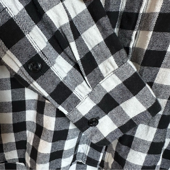 Madewell Oversized Boyfriend Flannel Black White Checkered S - Picture 7 of 8